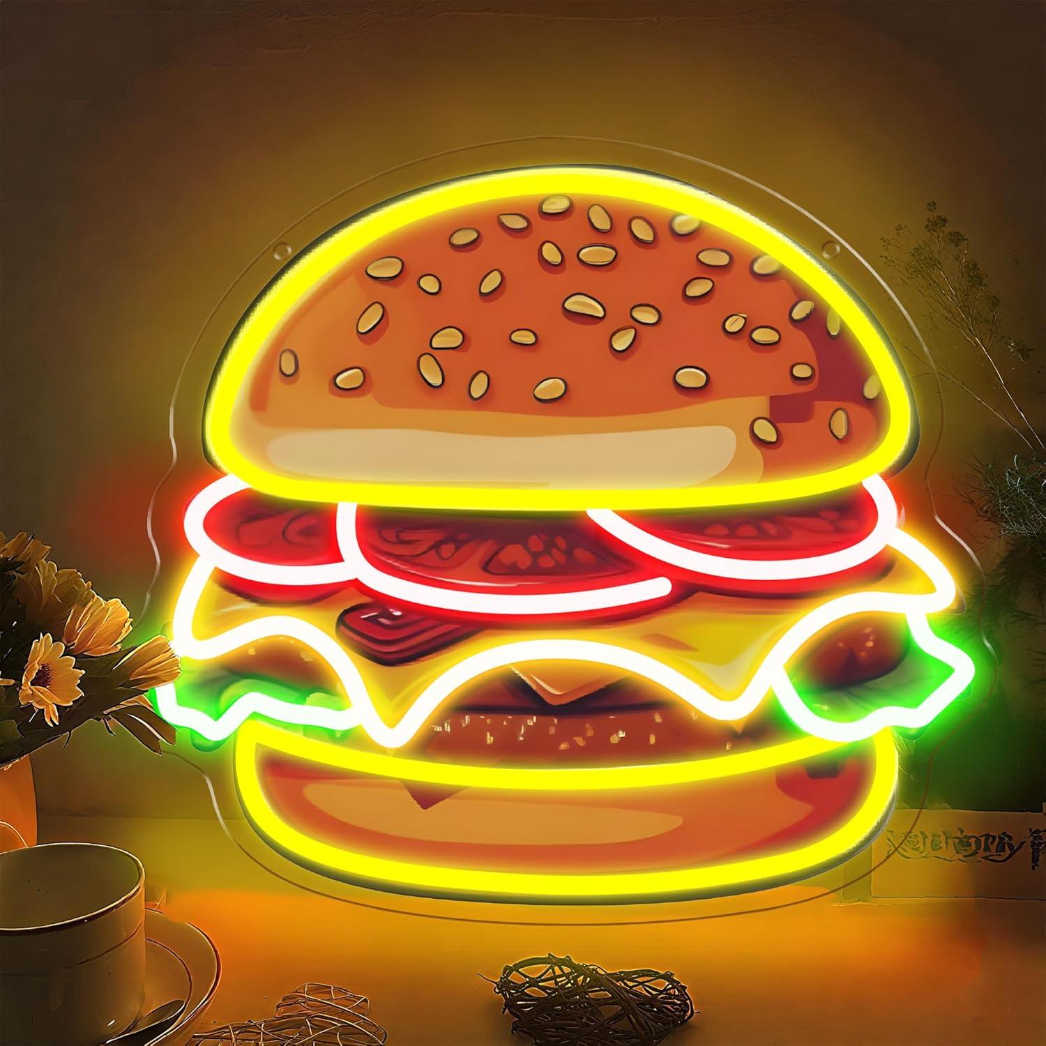 Burger Neon Sign LED Hamburger - Lighting Decoration Ideas ulasan dan harga