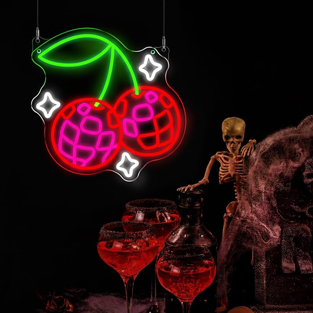 Disco Ball Cherry LED Neon Sig - Lighting Christmas Decor ulasan dan harga