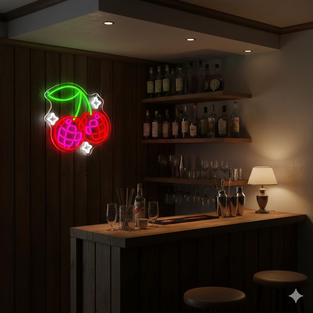 Disco Ball Cherry LED Neon Sig - Lighting Christmas Decor ulasan dan harga